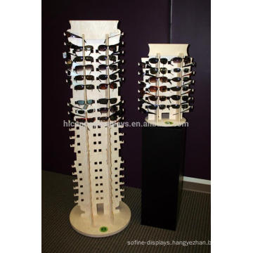 Free Design Glasses Retail Store Floor Standing Rotating Wooden Showroom Sunglasses Display Rack